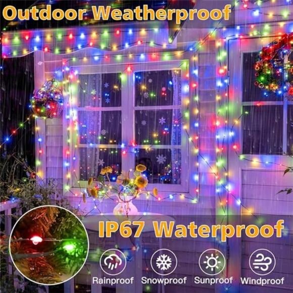 Christmas Lights 198 FT 600 LED Waterproof Plug in Christmas Lights with 8 Modes - Picture 3 of 7
